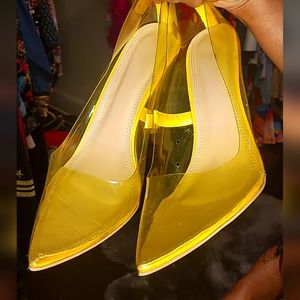 Sexy Yellow Clear Pumps